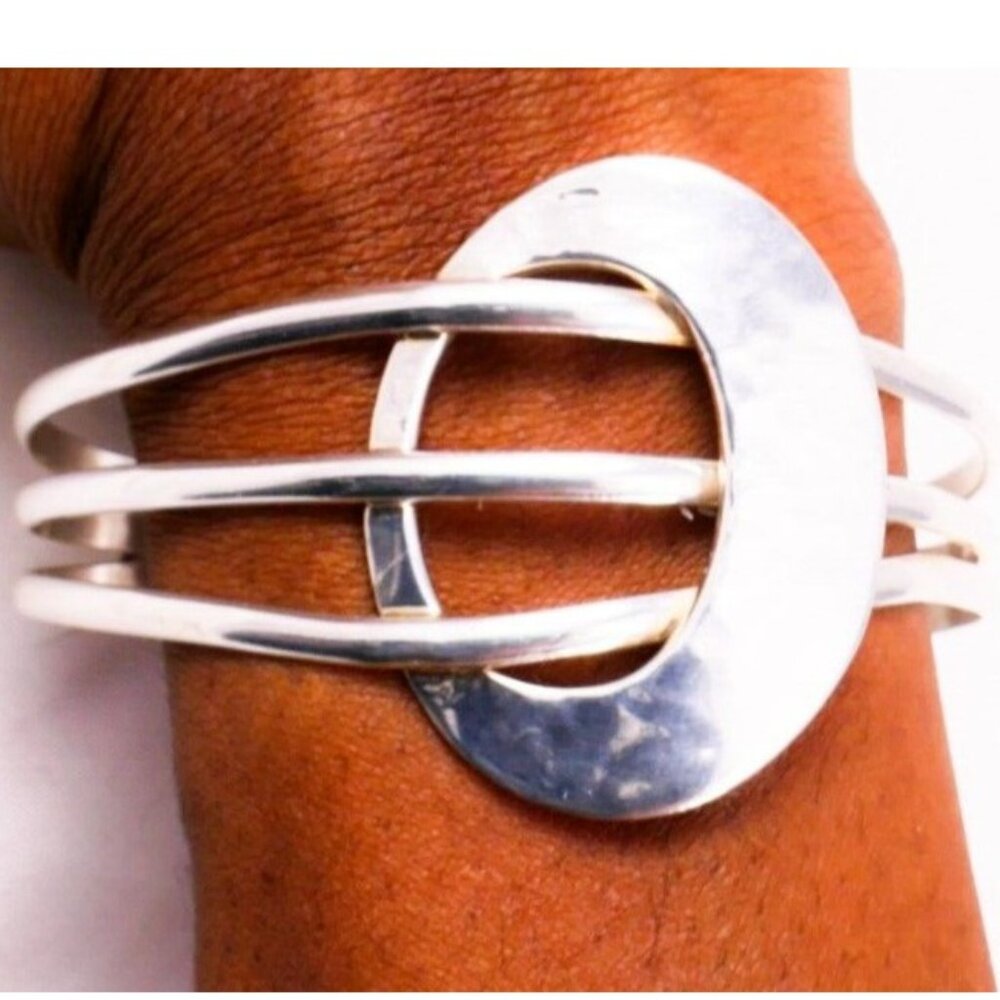 Taxco Mexico Dominique Dinouart DDD 925 Sterling Silver 1.5" Wide Cuff Bracelet